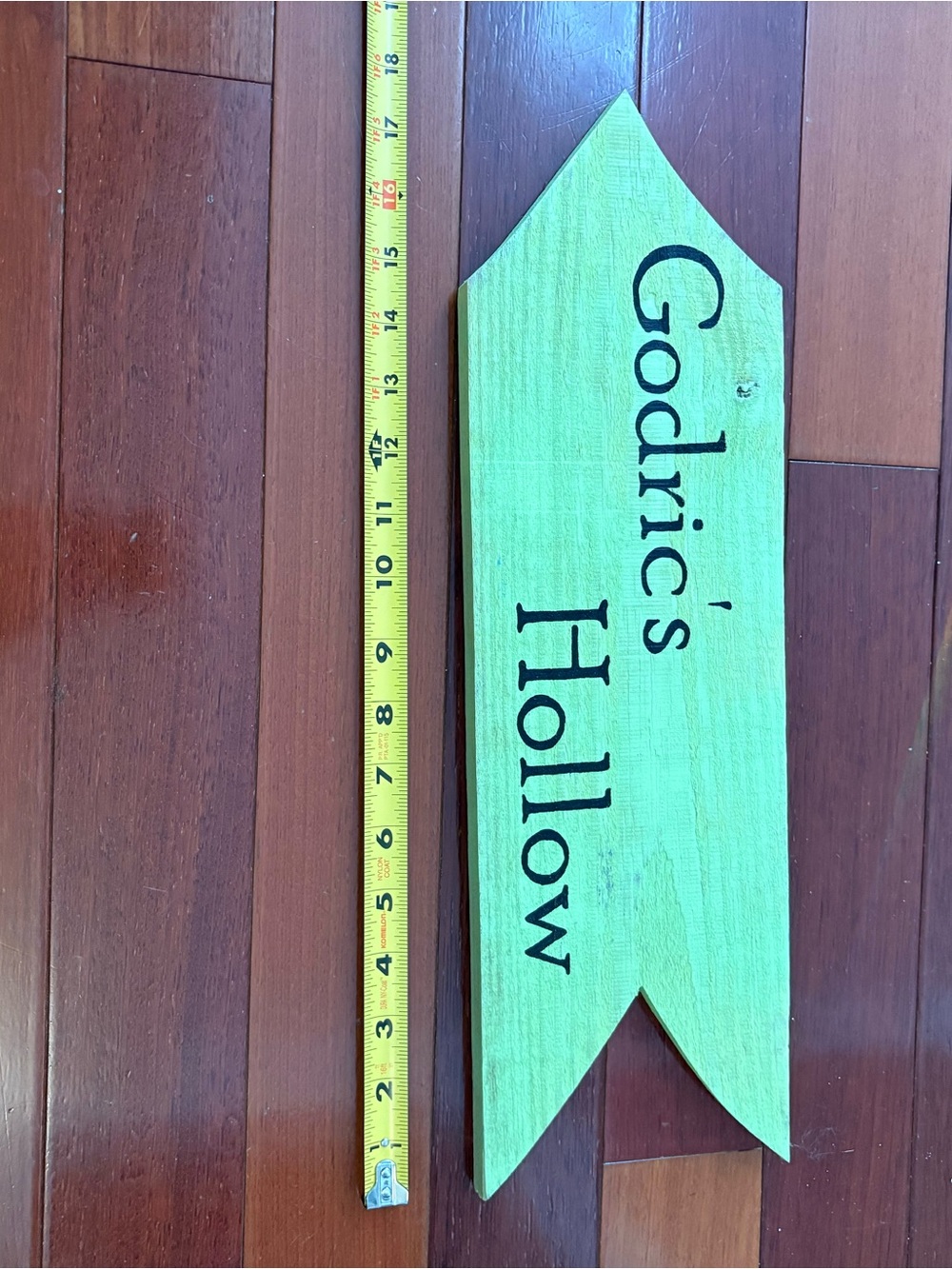 Harry Potter Wooden Handpainted Arrow Wall Sign "Godric's Hollow" in Mint Green